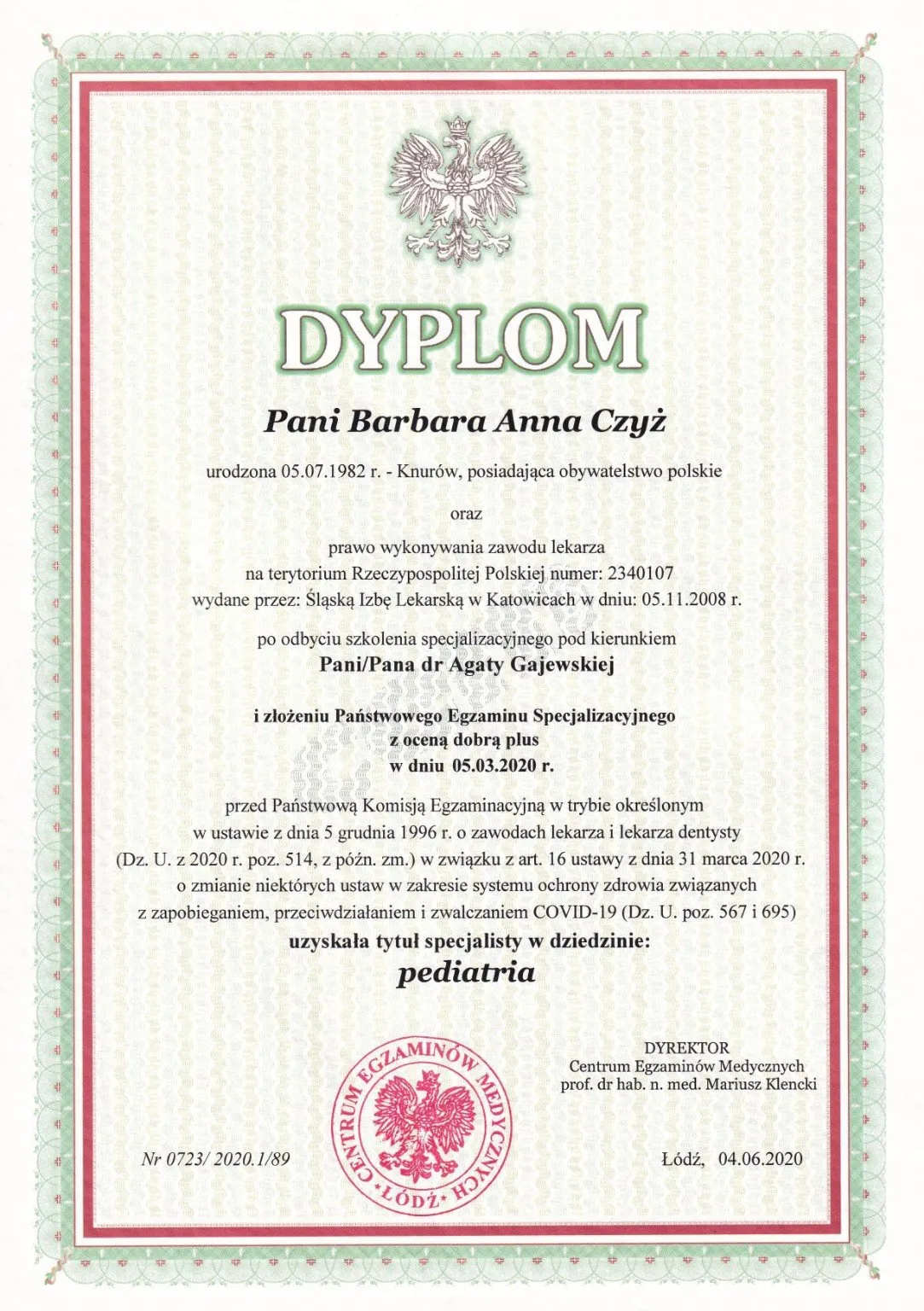 Specjalizacja pediatryczna